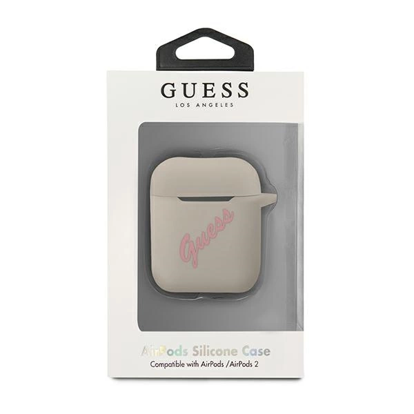 Guess GUACA2LSVSGP AirPods cover gray pink/grey pink Silicone Vintageeng
