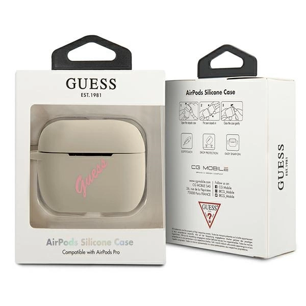 Guess GUACAPLSVSGP AirPods Pro cover gray pink/grey pink Silicone Vintageeng