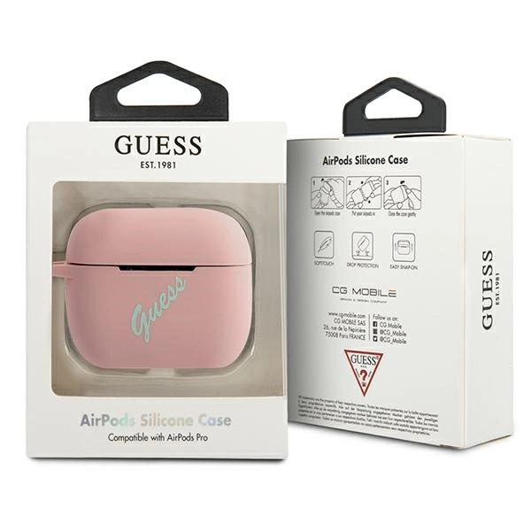 Guess GUACAPLSVSPG AirPods Pro cover rose green/pink green Silicone Vintageeng