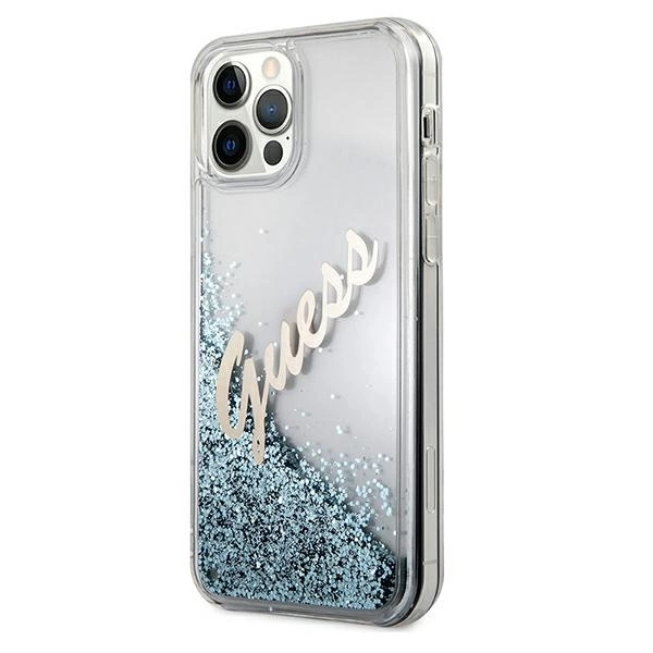 Guess GUHCP12LGLVSBL iPhone 12 Pro Max 6.7" blue/blue hardcase Glitter Vintage Scripteng