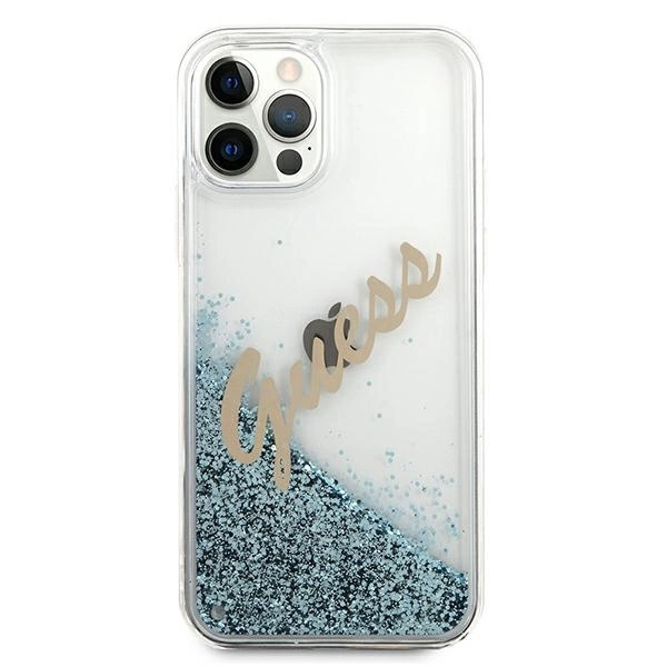 Guess GUHCP12LGLVSBL iPhone 12 Pro Max 6.7" blue/blue hardcase Glitter Vintage Scripteng