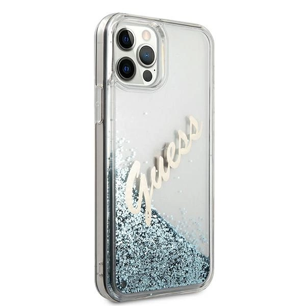 Guess GUHCP12LGLVSBL iPhone 12 Pro Max 6.7" blue/blue hardcase Glitter Vintage Scripteng