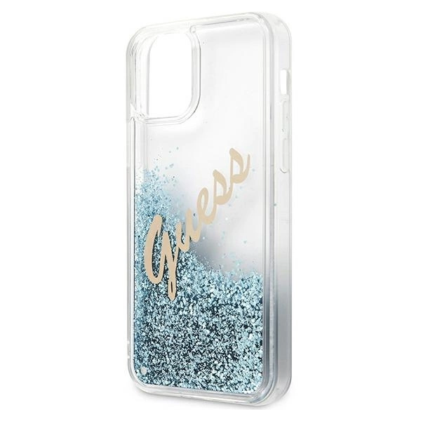 Guess GUHCP12LGLVSBL iPhone 12 Pro Max 6.7" blue/blue hardcase Glitter Vintage Scripteng