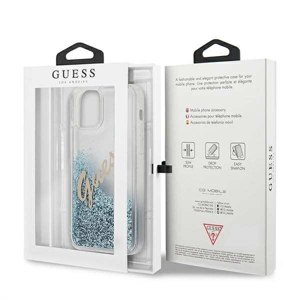 Guess GUHCP12LGLVSBL iPhone 12 Pro Max 6.7" blue/blue hardcase Glitter Vintage Scripteng