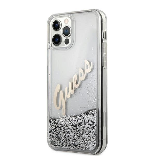 Guess GUHCP12LGLVSSI iPhone 12 Pro Max 6.7" silver/silver hardcase Glitter Vintage Scripteng