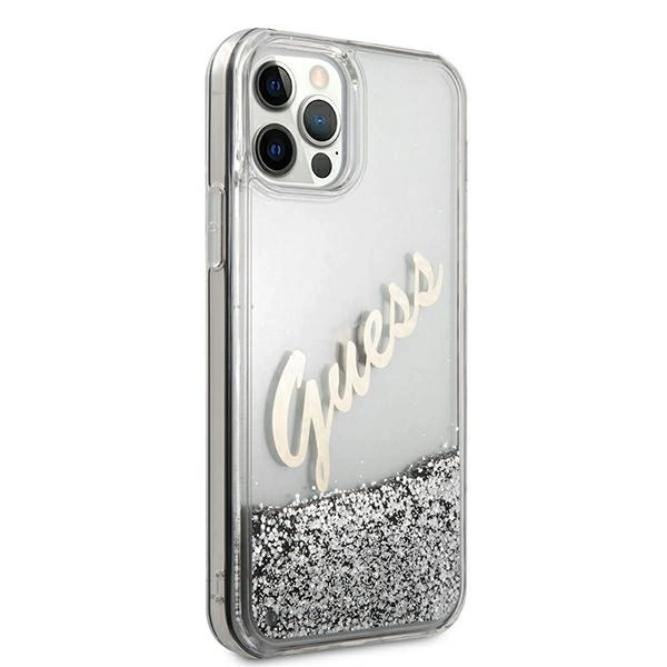 Guess GUHCP12LGLVSSI iPhone 12 Pro Max 6.7" silver/silver hardcase Glitter Vintage Scripteng