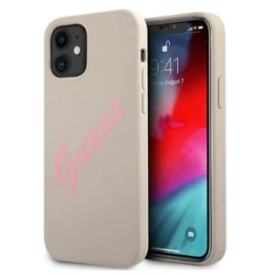 Guess GUHCP12SLSVSGP iPhone 12 mini 5.4" gray pink/grey pink hardcase Silicone Vintageeng