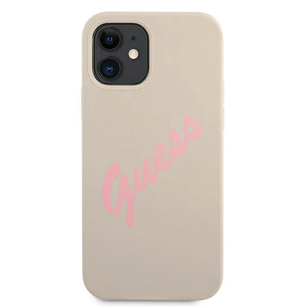 Guess GUHCP12SLSVSGP iPhone 12 mini 5.4" gray pink/grey pink hardcase Silicone Vintageeng