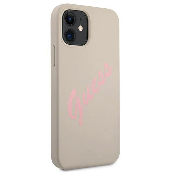 Guess GUHCP12SLSVSGP iPhone 12 mini 5.4" gray pink/grey pink hardcase Silicone Vintageeng