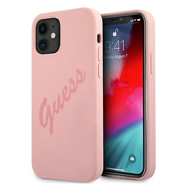 Guess GUHCP12SLSVSPI iPhone 12 mini 5.4" pink/pink hardcase Script Vintageeng
