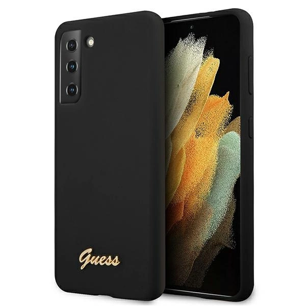 Guess GUHCS21MLSLMGBK S21+ G996 czarny/black hardcase Silicone Script Metal Logoeng