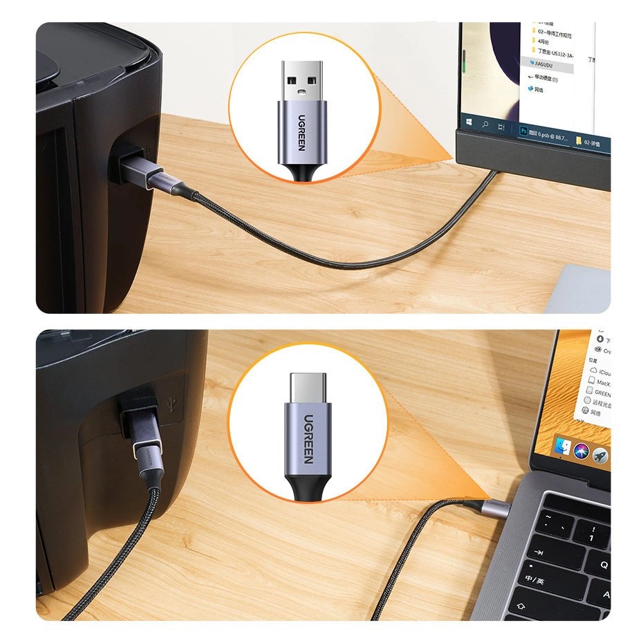 Ugreen adapter USB Type C - USB Type B gray (US382)eng