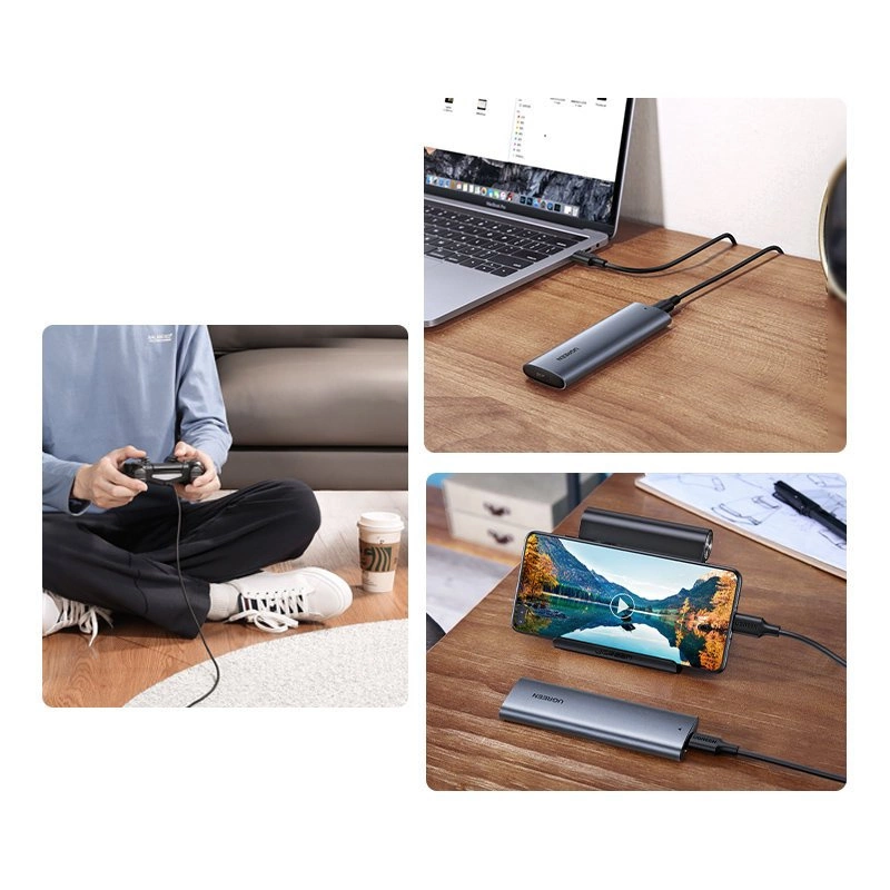 Ugreen M.2 SSD bay USB 3.2 Gen 2 drive (SuperSpeed USB 10 Gbps) + USB Type C cable 0.5m gray (CM400 10902)eng