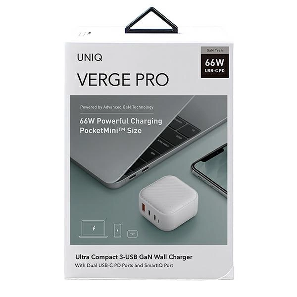 Uniq Verge Pro 66W GaN USB-C wall charger - whiteeng