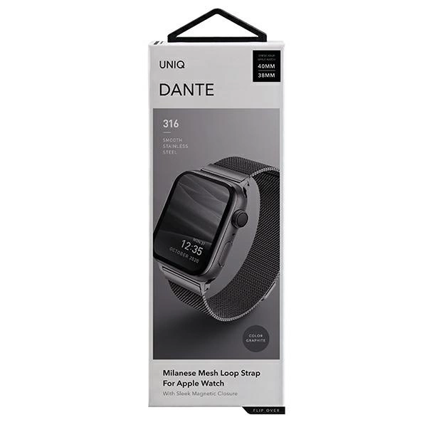 Uniq Dante Stainless Steel strap for Apple Watch 1/2/3/4/5/6/7/8/SE/SE2 38/40/41mm - graphiteeng