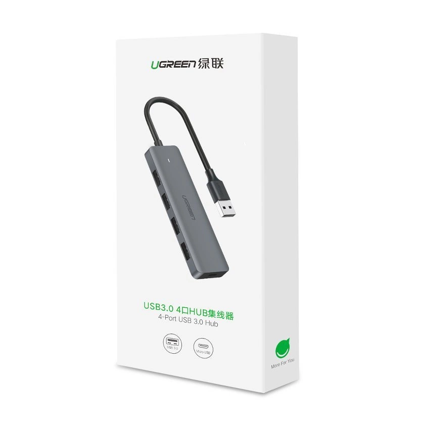 [ON RETURN] Ugreen USB HUB splitter - 4x USB 3.2 Gen 1 with micro USB power port gray (CM219 50985)eng