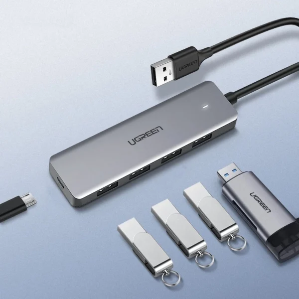[ON RETURN] Ugreen USB HUB splitter - 4x USB 3.2 Gen 1 with micro USB power port gray (CM219 50985)eng