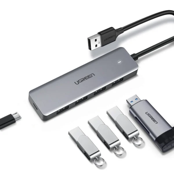 [ON RETURN] Ugreen USB HUB splitter - 4x USB 3.2 Gen 1 with micro USB power port gray (CM219 50985)eng
