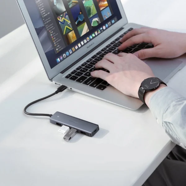 [ON RETURN] Ugreen USB HUB splitter - 4x USB 3.2 Gen 1 with micro USB power port gray (CM219 50985)eng