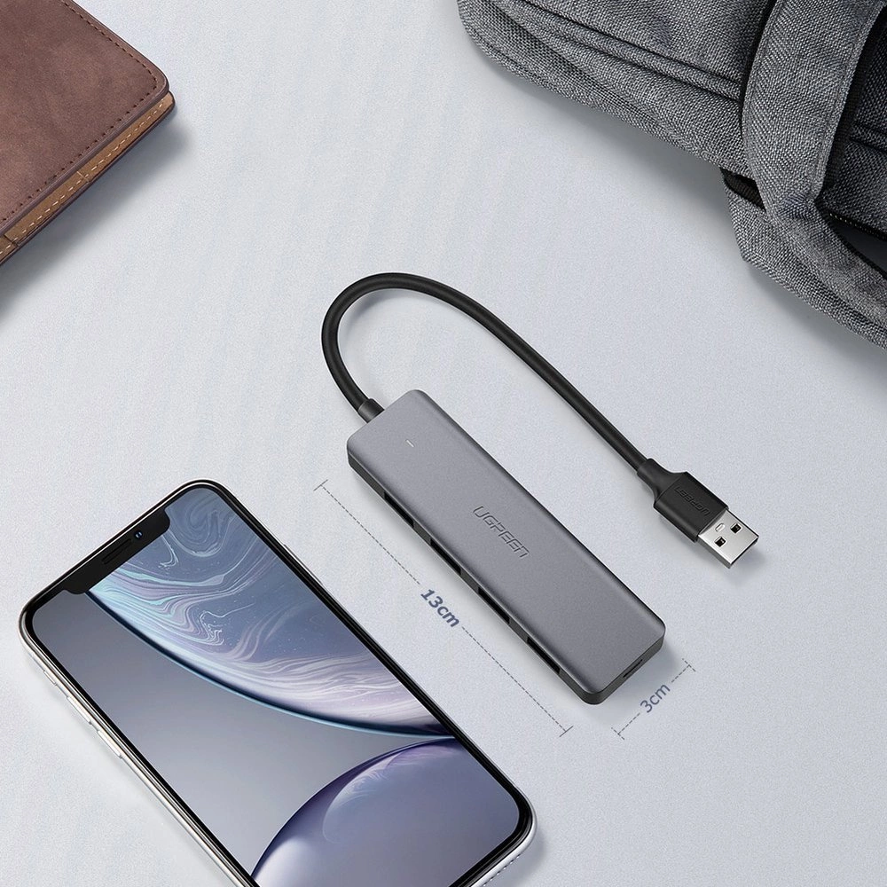 [ON RETURN] Ugreen USB HUB splitter - 4x USB 3.2 Gen 1 with micro USB power port gray (CM219 50985)eng