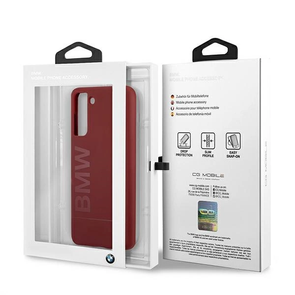 Etui BMW BMHCS21MSLBLRE S21+ G996 czerwony/red hardcase Silicone Signature Logoeng
