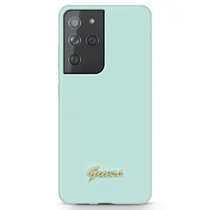 Guess GUHCS21LLSLMGLB S21 Ultra G998 blue/blue hardcase Silicone Script Metal Logoeng