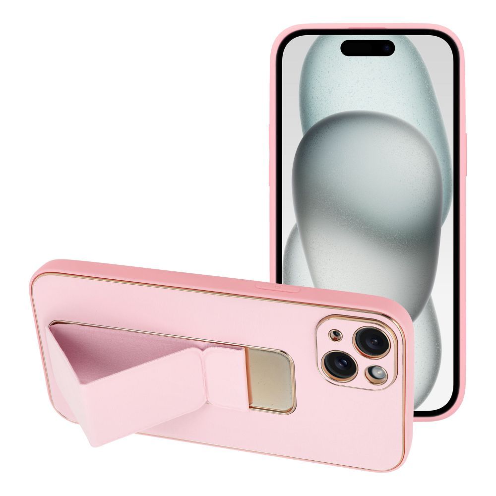 68c145870bc294fb6ab24e05a4a8f5bf LEATHER CASE KICKSTAND for IPHONE 15 Plus pink