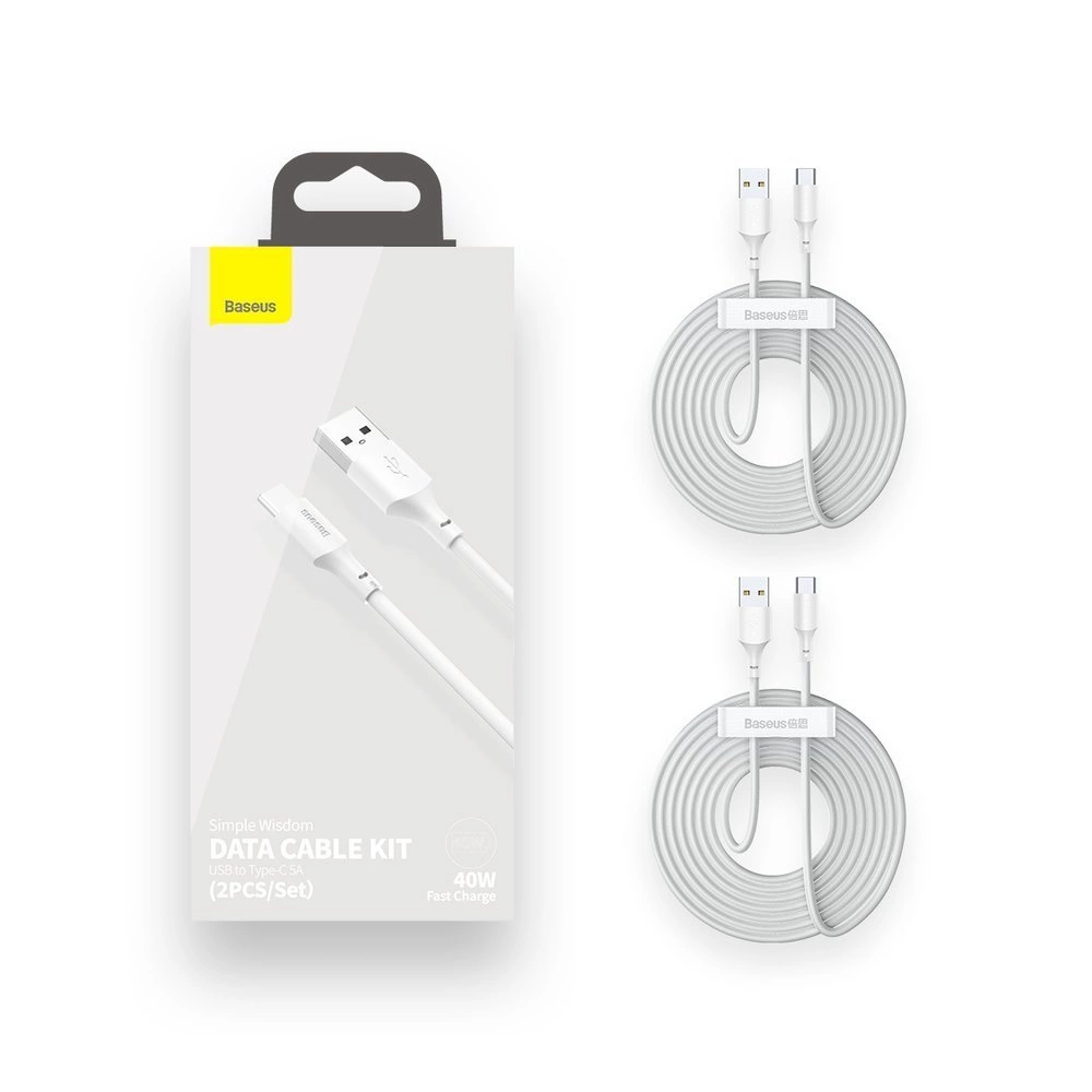 Baseus 2x USB - USB Type C cable fast charging Power Delivery Quick Charge 40 W 5 A 1.5 m white (TZCATZJ-02)eng