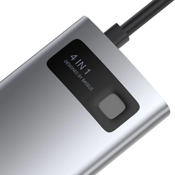 Baseus Metal Gleam 4in1 multifunctional HUB USB Type C - USB Type C Power Delivery 100 W / HDMI 4K 30 Hz / 1x USB 3.2 Gen 1 / 1x USB 2.0 (CAHUB-CY0G)eng