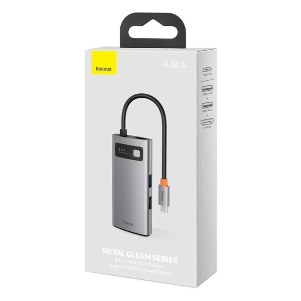 Baseus Metal Gleam 4in1 multifunctional HUB USB Type C - USB Type C Power Delivery 100 W / HDMI 4K 30 Hz / 1x USB 3.2 Gen 1 / 1x USB 2.0 (CAHUB-CY0G)eng