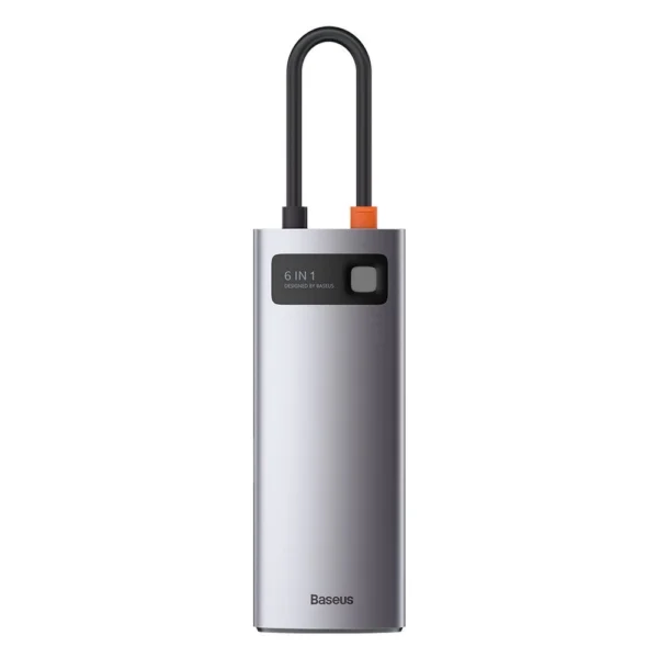 Baseus Metal Gleam 6-in-1 USB-C - USB-C PD 100W HUB 1x HDMI 4K 30Hz 3x USB-A 3.2 1x RJ45 - grayeng
