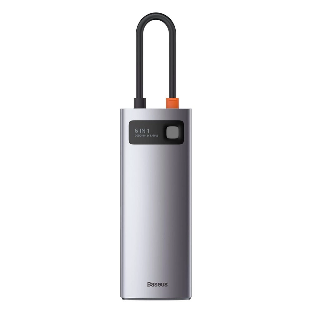 Baseus Metal Gleam 6-in-1 USB-C - USB-C PD 100W HUB 1x HDMI 4K 30Hz 3x USB-A 3.2 1x RJ45 - grayeng