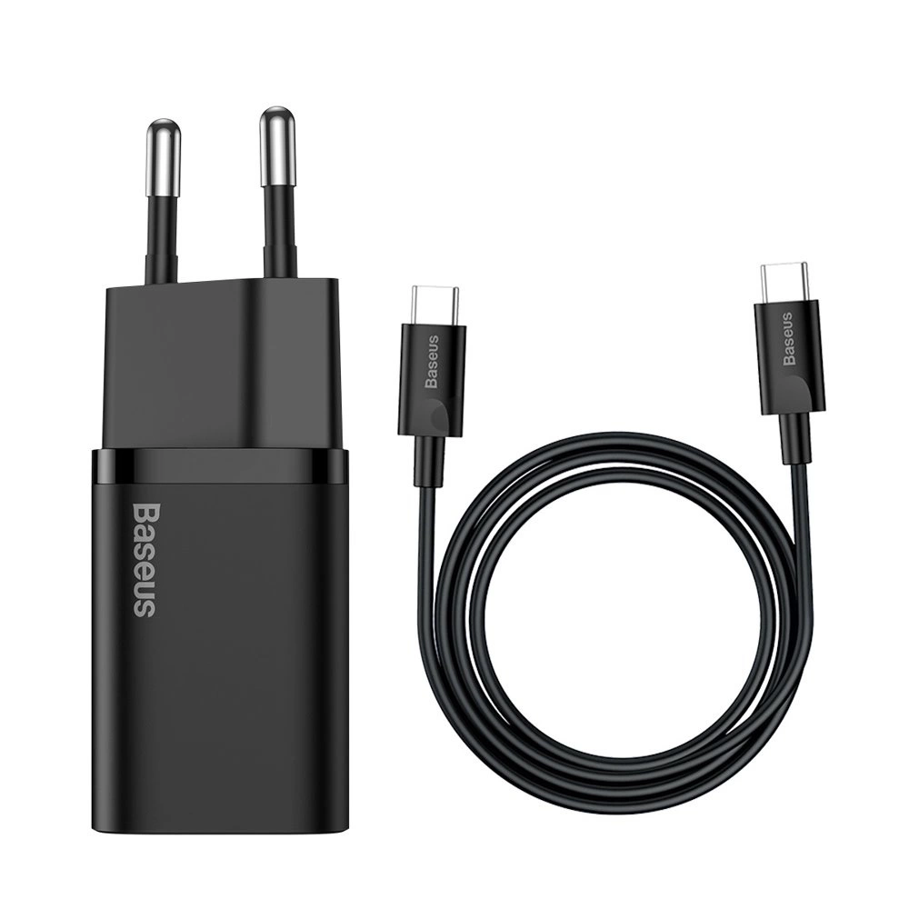 Baseus Super Si fast charger Quick Charge 3.0 Power Delivery 25W 3A + Cable USB Type C - USB Type C 3A 1m black (TZCCSUP-L01)eng