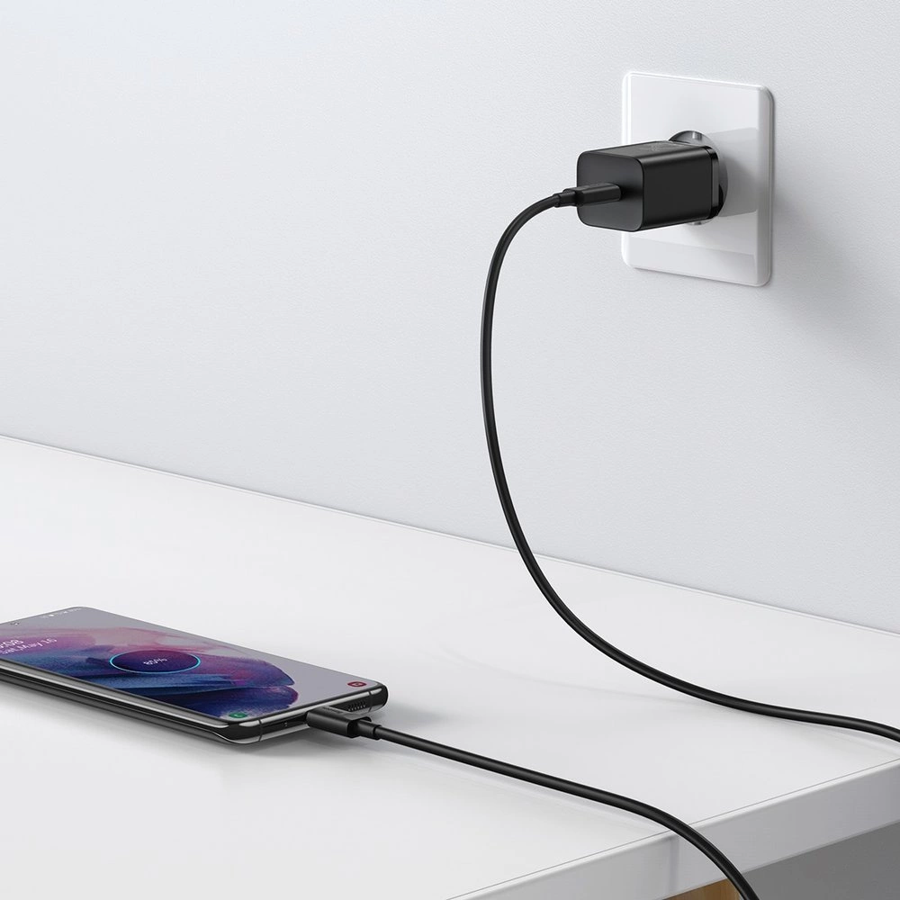 Baseus Super Si fast charger Quick Charge 3.0 Power Delivery 25W 3A + Cable USB Type C - USB Type C 3A 1m black (TZCCSUP-L01)eng