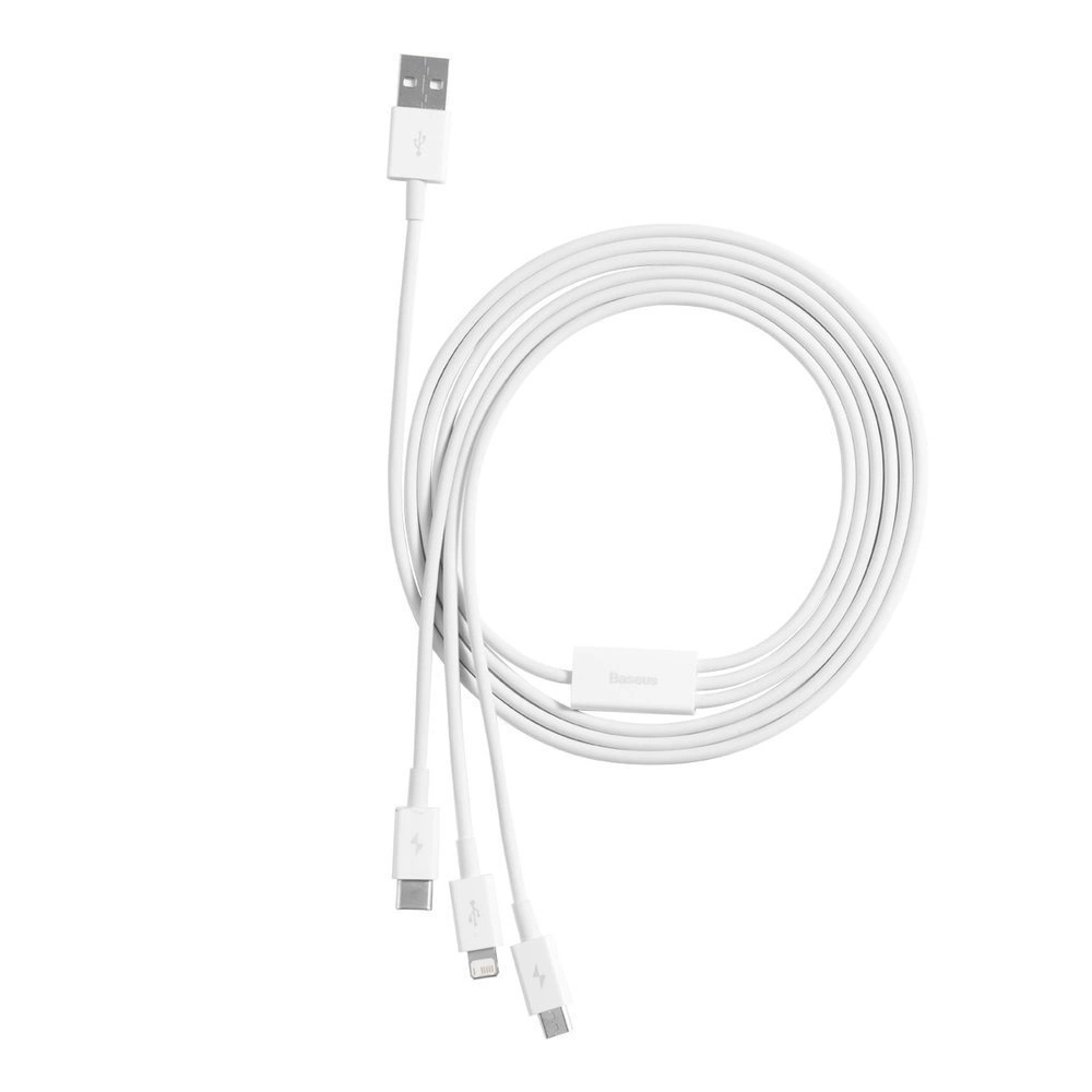 Baseus Superior 3in1 USB Cable - Lightning / USB Type C / Micro USB 3.5 A 1.5 m White (CAMLTYS-02)eng
