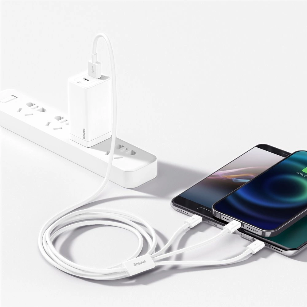 Baseus Superior 3in1 USB Cable - Lightning / USB Type C / Micro USB 3.5 A 1.5 m White (CAMLTYS-02)eng