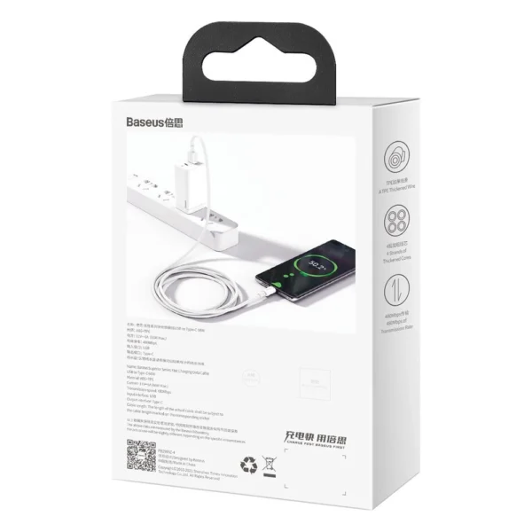 Baseus Superior cable USB - USB TypeC 66 W 6A 2 m White (CATYS-A02)eng
