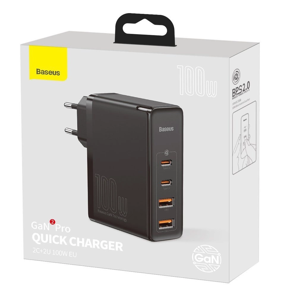 Baseus GaN2 Pro fast charger 100W USB / USB Type C Quick Charge 4+ Power Delivery black (CCGAN2P-L01)eng