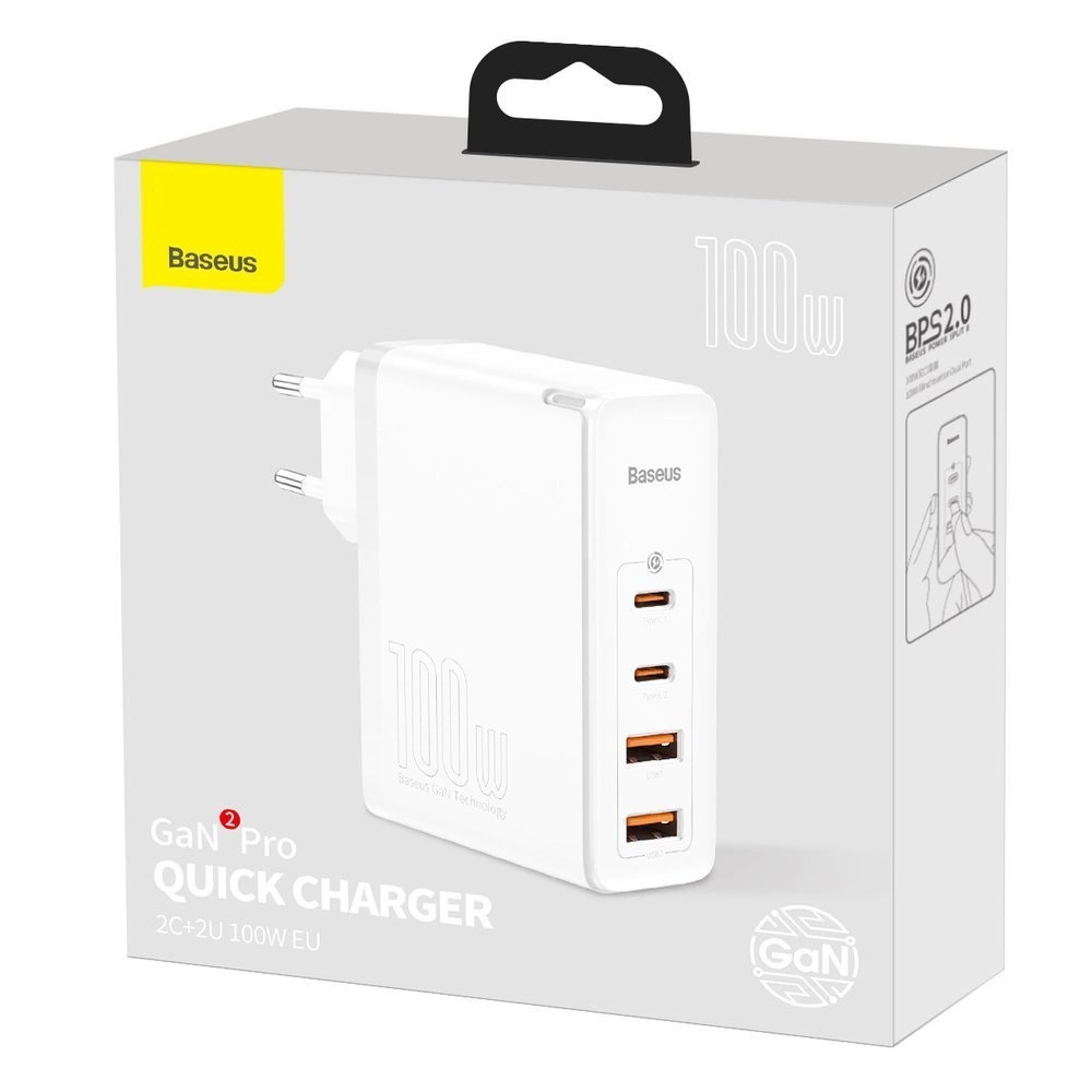 Baseus GaN2 Pro fast charger 100W USB / USB Type C Quick Charge 4+ Power Delivery white (CCGAN2P-L02)eng