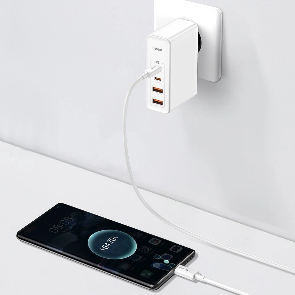Baseus GaN2 Pro fast charger 100W USB / USB Type C Quick Charge 4+ Power Delivery white (CCGAN2P-L02)eng