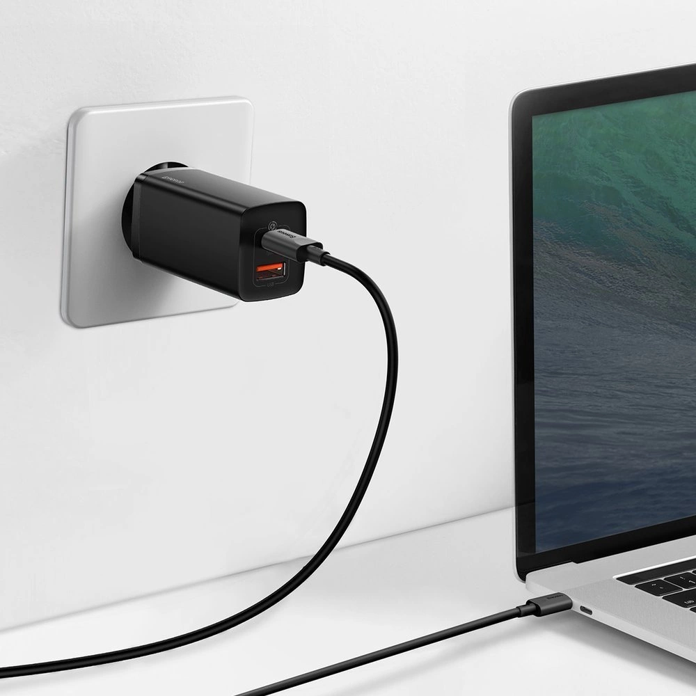 Baseus GaN2 Lite fast charger 65W USB / USB Type C Quick Charge 3.0 Power Delivery (gallium nitride) black (CCGAN2L-B01)eng