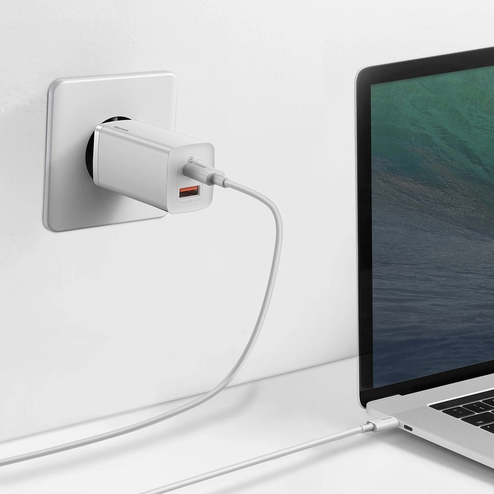 Baseus GaN2 Lite fast charger 65W USB / USB Type C Quick Charge 3.0 Power Delivery (gallium nitride) white (CCGAN2L-B02)eng