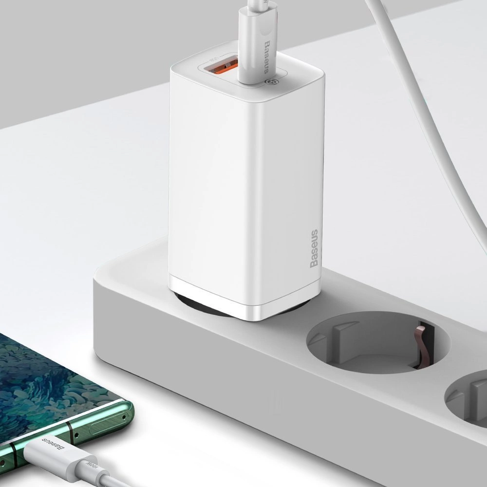 Baseus GaN2 Lite fast charger 65W USB / USB Type C Quick Charge 3.0 Power Delivery (gallium nitride) white (CCGAN2L-B02)eng