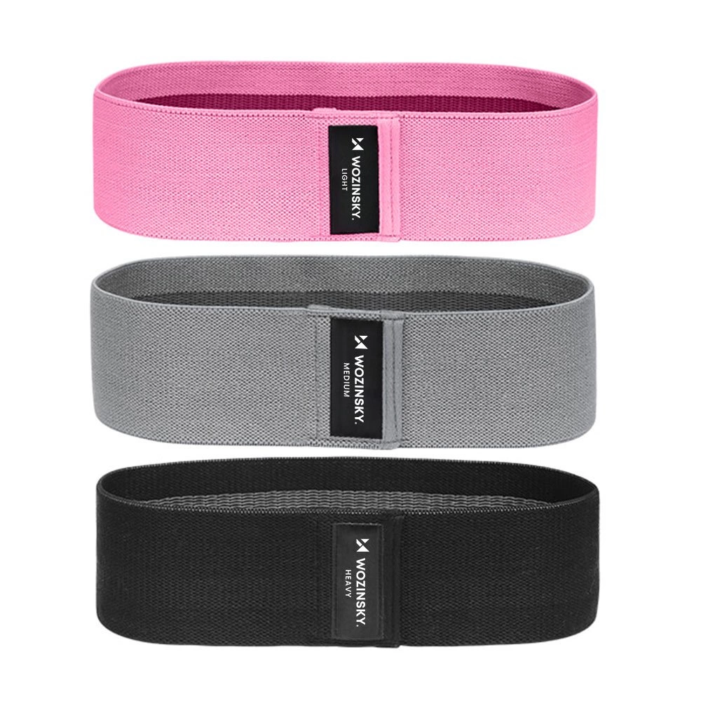 Wozinsky Set of 3x Fabric Resistance Bands Resistance Mini Band for Yoga Crossfit Fitness (WFB-01)eng