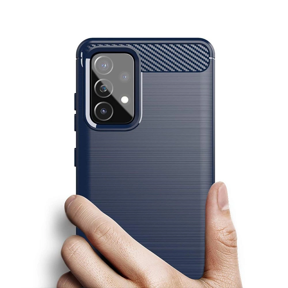 Carbon Case Flexible Cover TPU Case for Samsung Galaxy A72 4G blueeng