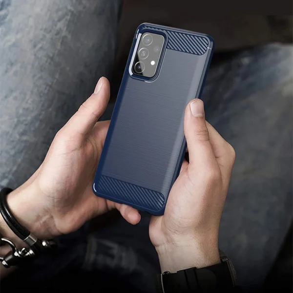 Carbon Case Flexible Cover TPU Case for Samsung Galaxy A72 4G blueeng