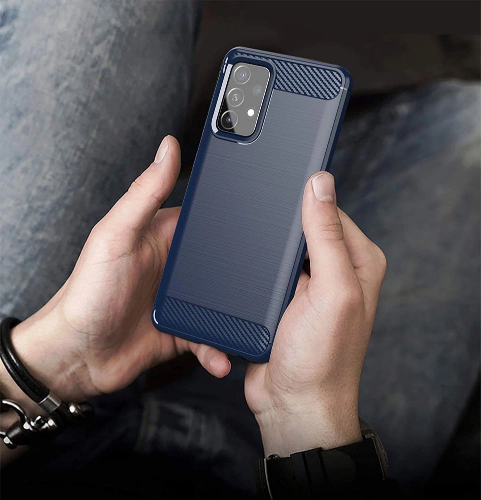 Carbon Case Flexible Cover TPU Case for Samsung Galaxy A72 4G blueeng
