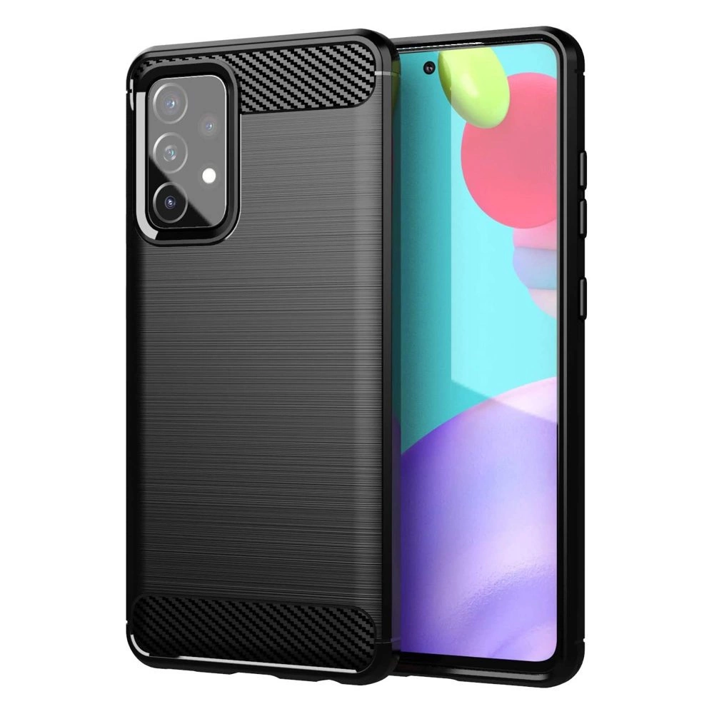 Carbon Case Flexible Cover TPU Case for Samsung Galaxy A72 4G blackeng