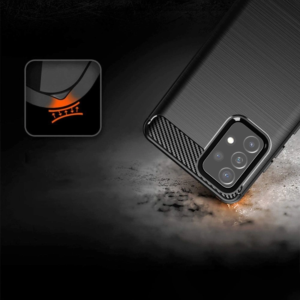 Carbon Case Flexible Cover TPU Case for Samsung Galaxy A72 4G blackeng