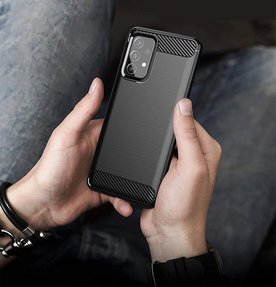 Carbon Case Flexible Cover TPU Case for Samsung Galaxy A72 4G blackeng